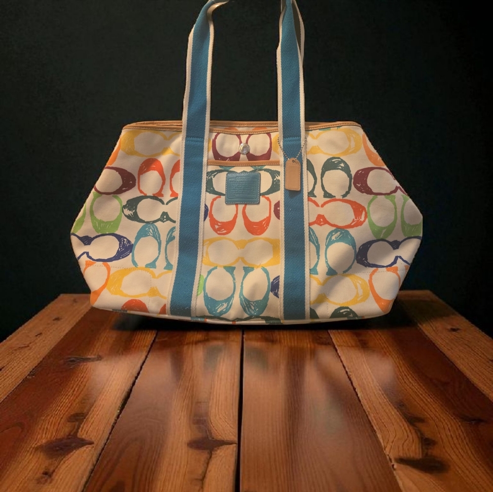 Coach Multi Color Large Hampton Canvas Tote